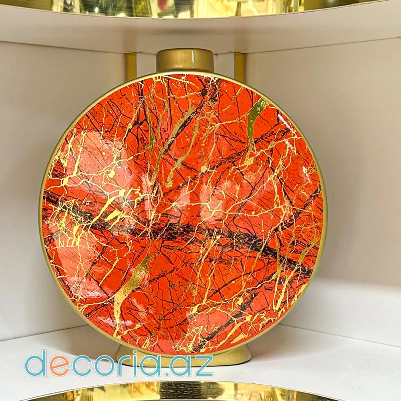 Qırmızı Qızıl Aksentli Vaza