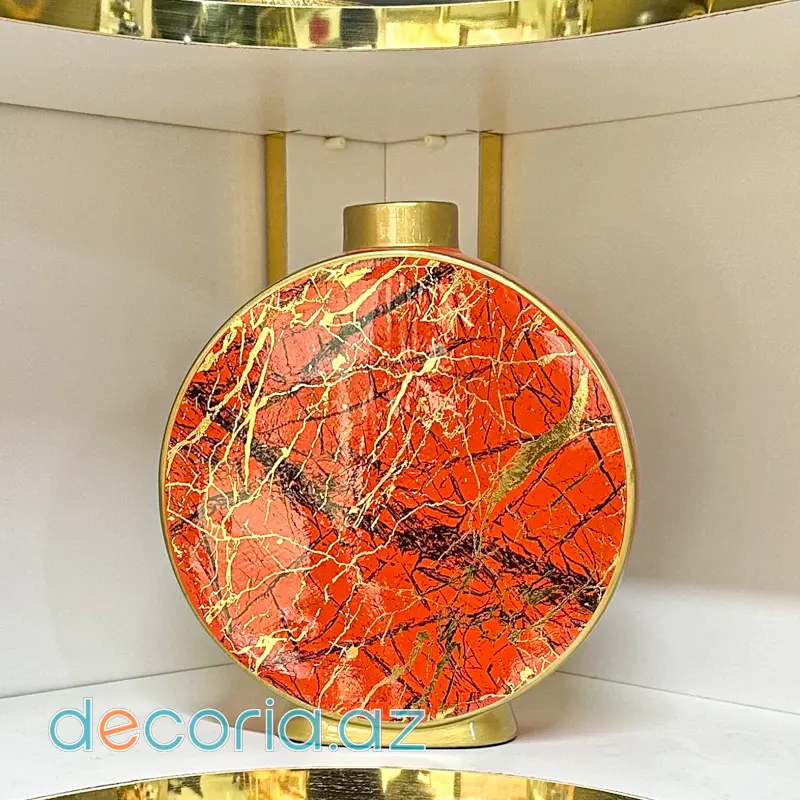 Qırmızı Qızıl Aksentli Vaza