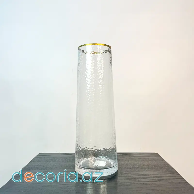 Qızılı Detallı Şüşə Güldan