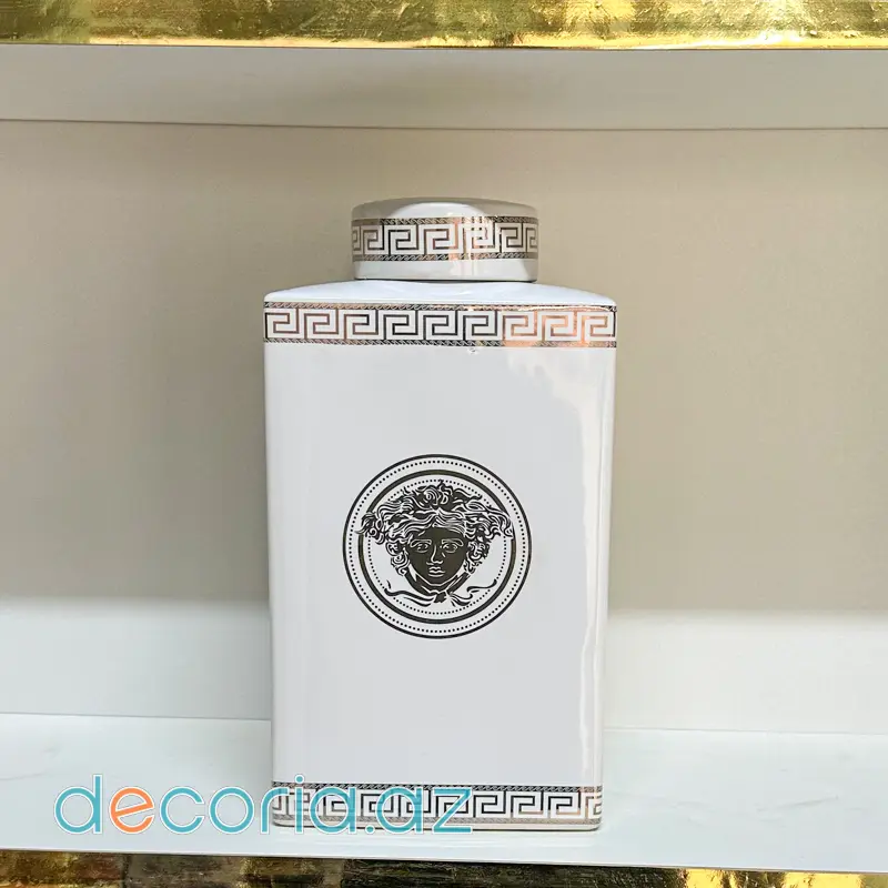 Kvadrat Formalı Keramik Dekor Vaza-Klassik Premium Dizayn