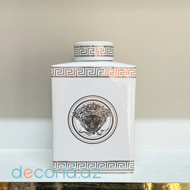 Kvadrat Formalı Keramik Dekor Vaza-Klassik Premium Dizayn