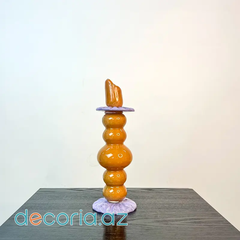 Bubble Dizaynlı Borosilikat Şüşə Şamdan Seti