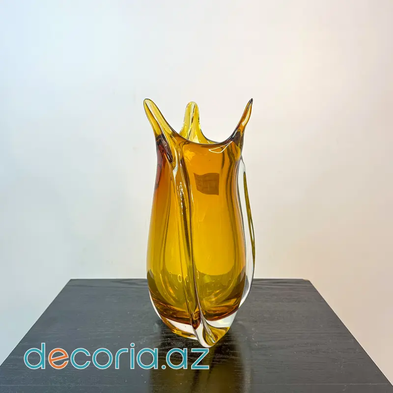 Sarı Şüşə Güldan Vaza
