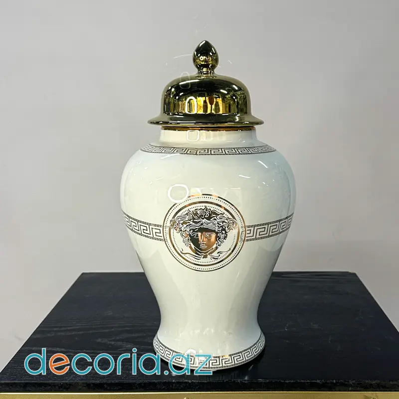 Versace Üslublu Dekorativ Farfor Vaza