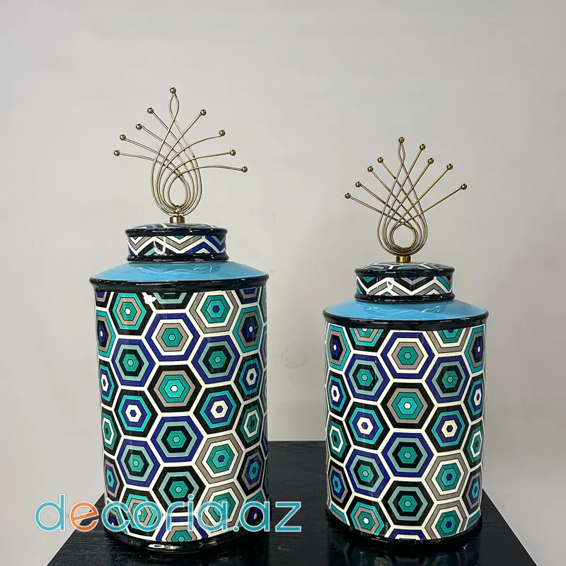 Modern Naxışlı Keramika Vaza