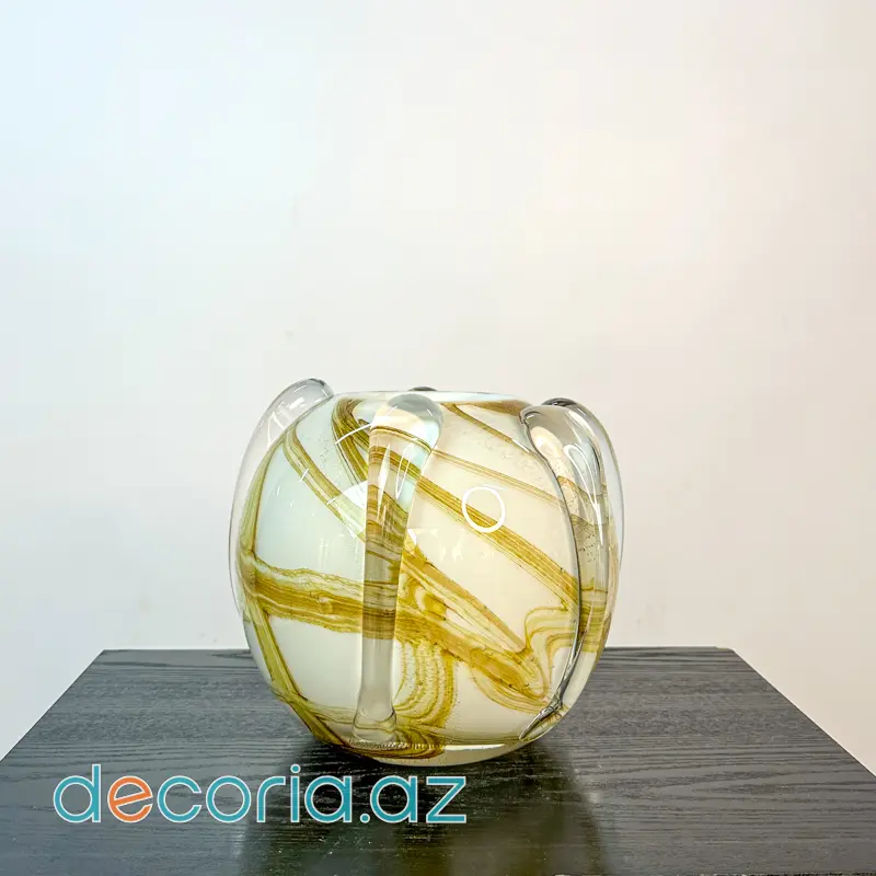 Ağ-Sarı Rəng Keçidli Şüşə Qab