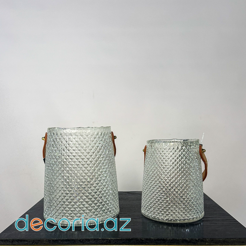 Dəri Tutacaqlı Almaz Naxışlı Dekorativ Güldan