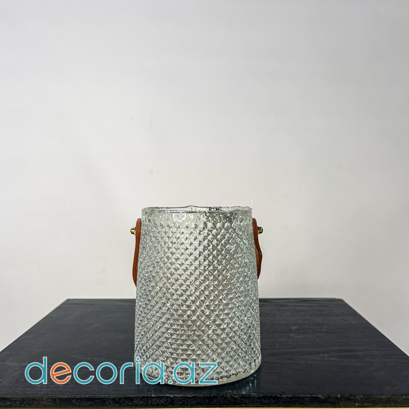 Dəri Tutacaqlı Almaz Naxışlı Dekorativ Güldan