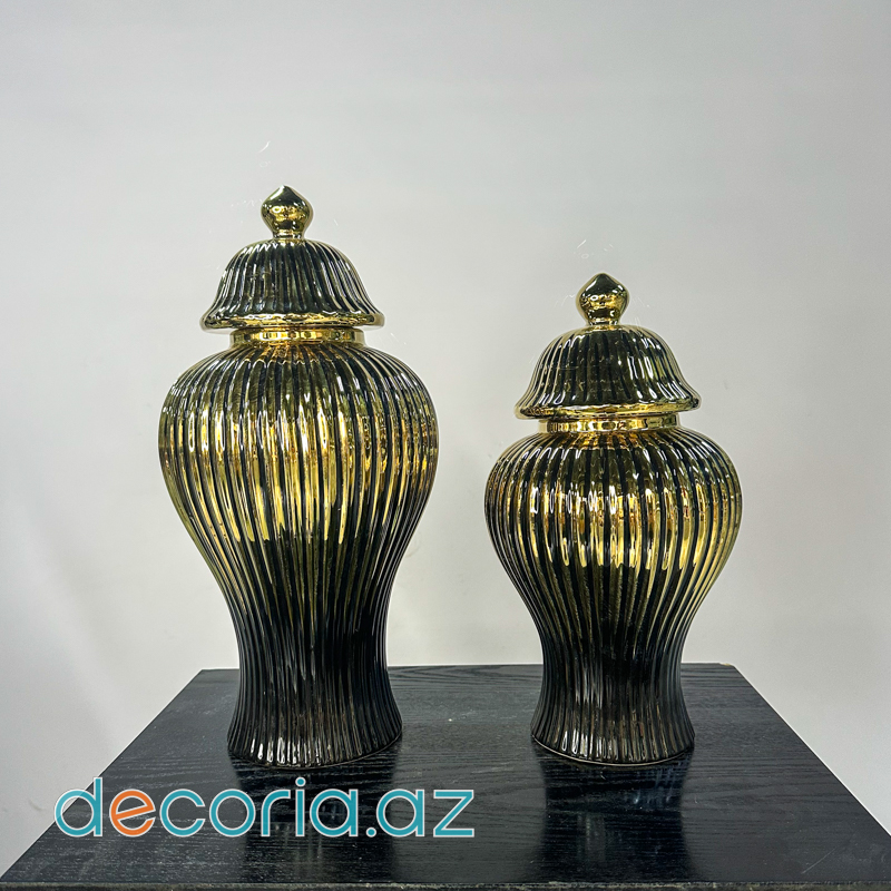 Modern Antrasit və Gold Dekorativ Dəst