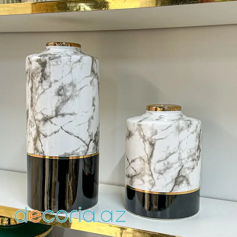 Dekorativ Mərmər Teksturalı Vaza