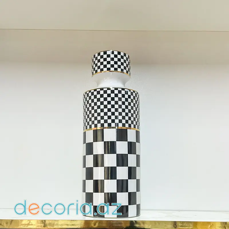 Ağ-qara Şahmat Naxışlı Vazo