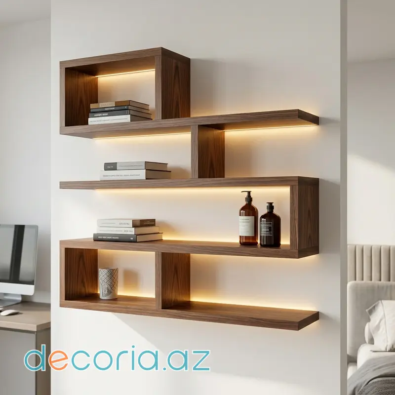 LED İşıqlı Üzən Rəf Sistemi (Üç Lövhə)