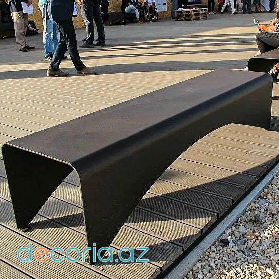 Minimalist Qara Metal Park Və Park-Bağ Skamyası