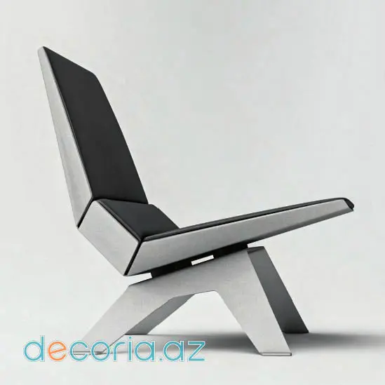 Futuristik Geometrik Metal Karkaslı Və Tünd Döşəməli Lüks Lounge Kreslo