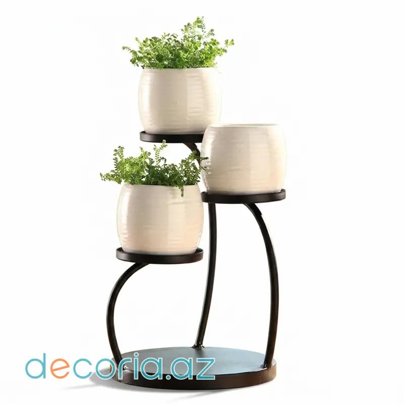 Modern 3 Mərtəbəli Spiral Metal Gül Stendi / Dibçək Altlığı