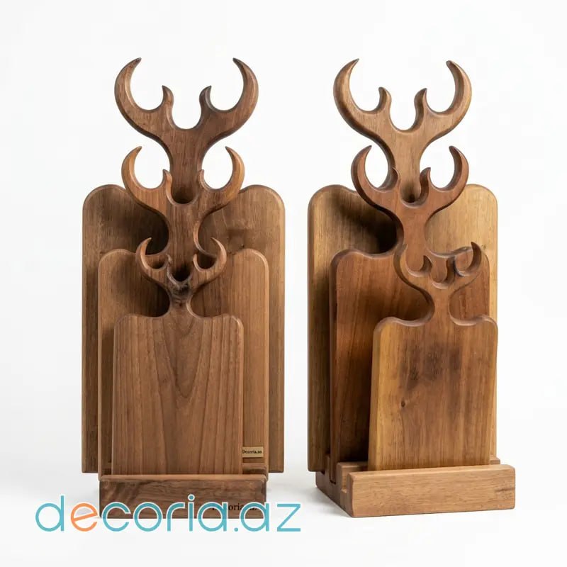 Eksklyuziv Təbii Ağac Təqdimat və Kəsim Lövhələri Dəsti (Wooden Serving Boards)