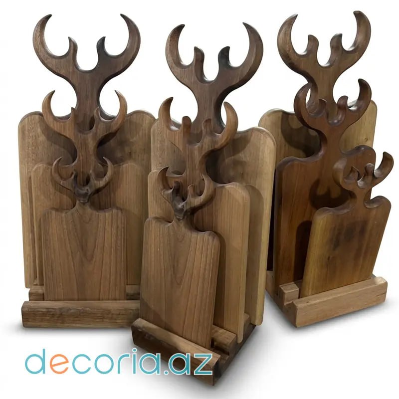 Eksklyuziv Təbii Ağac Təqdimat və Kəsim Lövhələri Dəsti (Wooden Serving Boards)