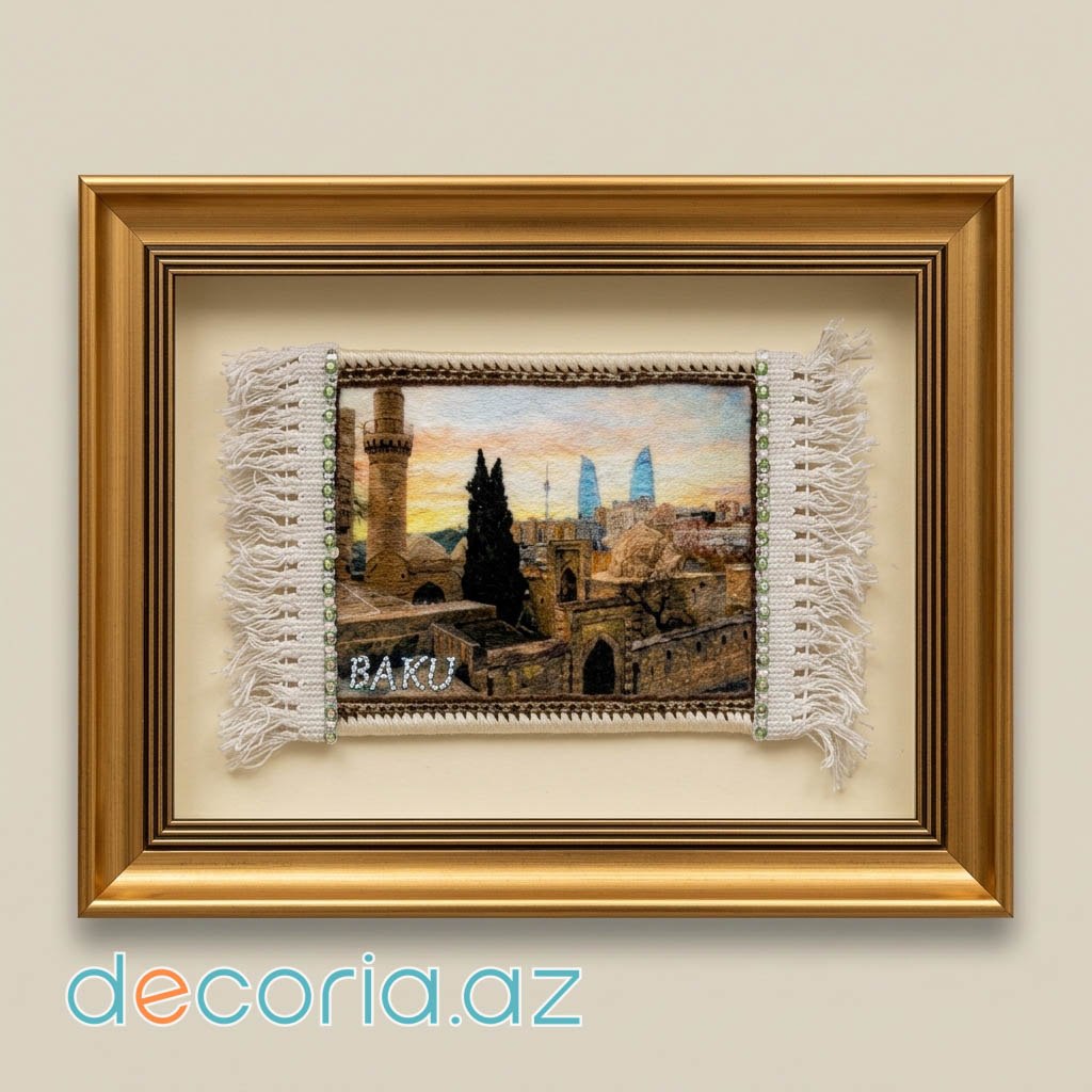 "Baku" Yazılı İçərişəhər Xalça Tablosu