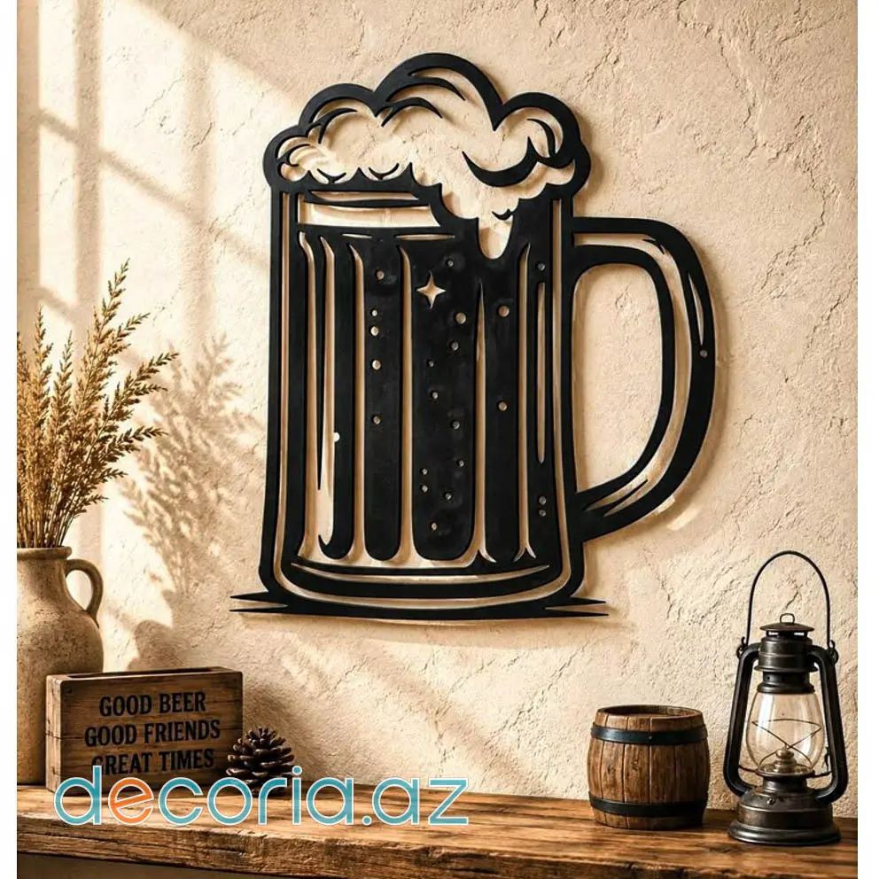Pivə Qədəhi Formalı Metal Divar Dekoru Və Pano