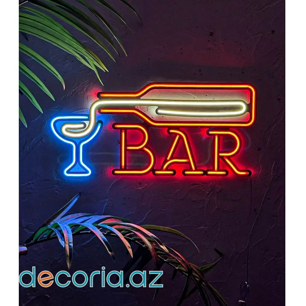 Məhsulun Adı: "BAR" Yazılı Şüşə Şüşə Və Qədəh Formalı LED Neon Divar İşığı
