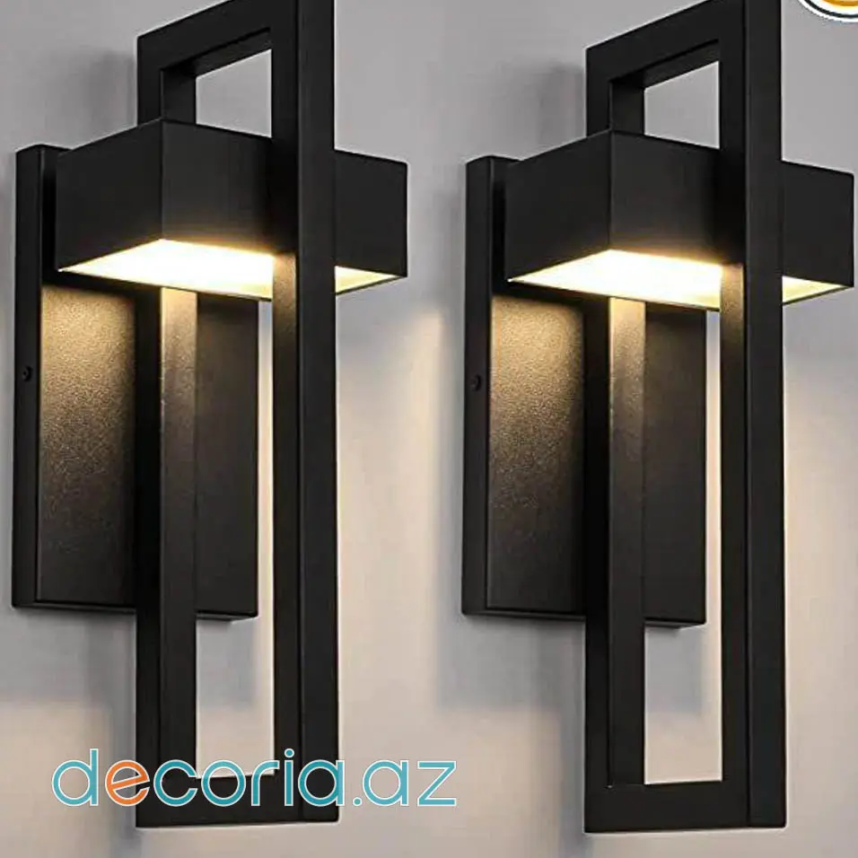 Geometrik Düzbucaqlı Metal Çərçivəli Modern LED Divar Brası