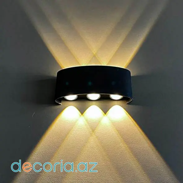 Altı İşıq Başlıqlı Mat Qara LED Divar İşığı Və Bra