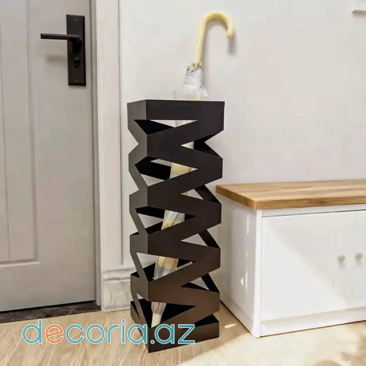 Ziqzaq Geometrik Kəsimli Metal Dəhliz Çətir Tutacağı Və Standı