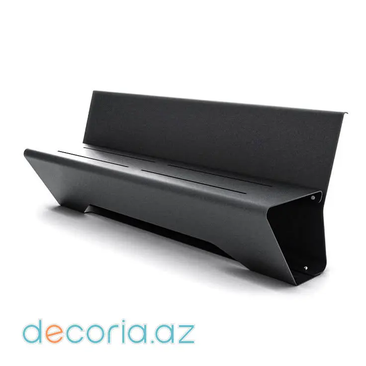 Minimalist Geometrik Büküm Dizaynlı Mat Qara Metal Bağ Skamyası